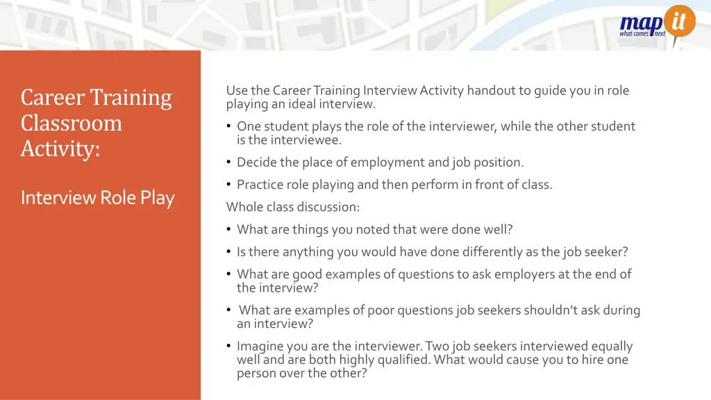 career training classroom activity