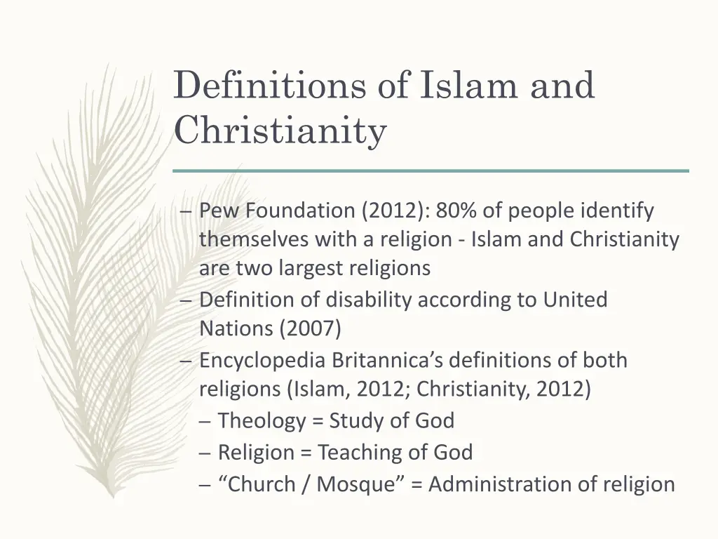 definitions of islam and christianity
