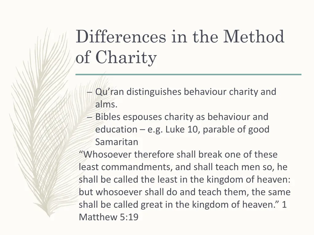 differences in the method of charity