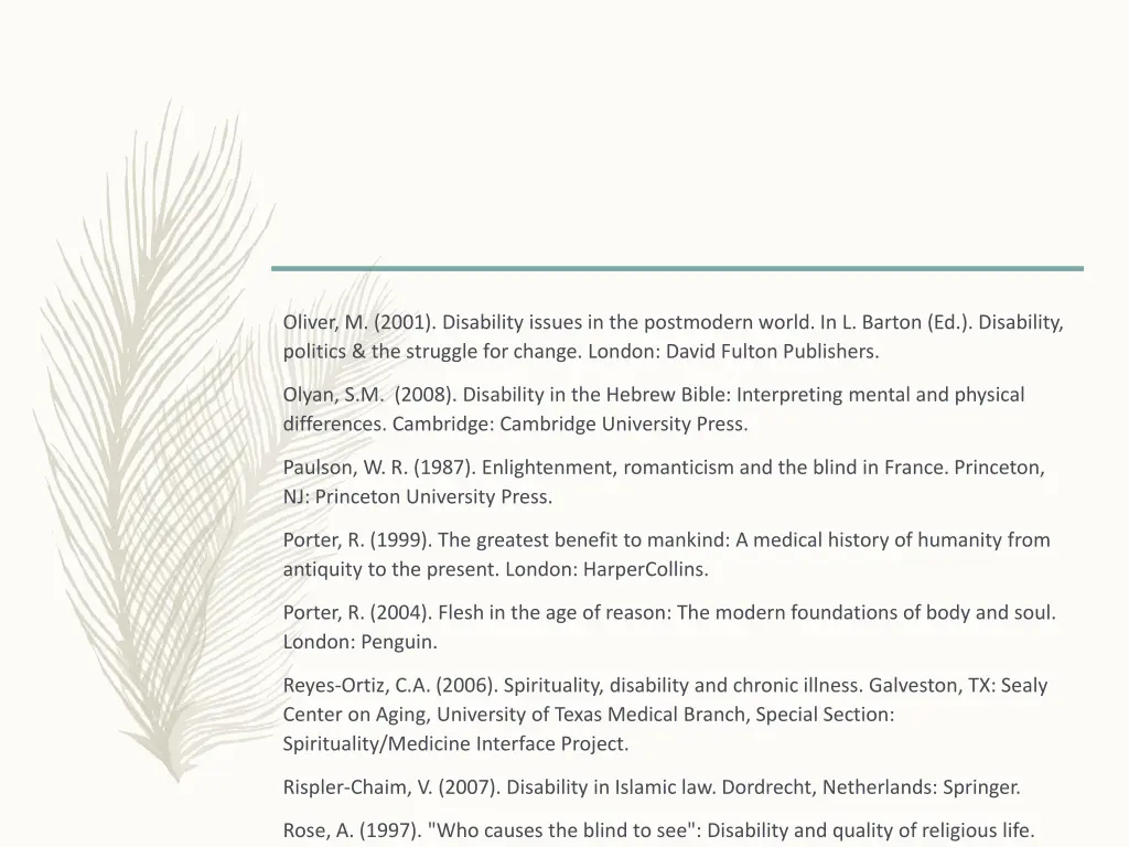oliver m 2001 disability issues in the postmodern