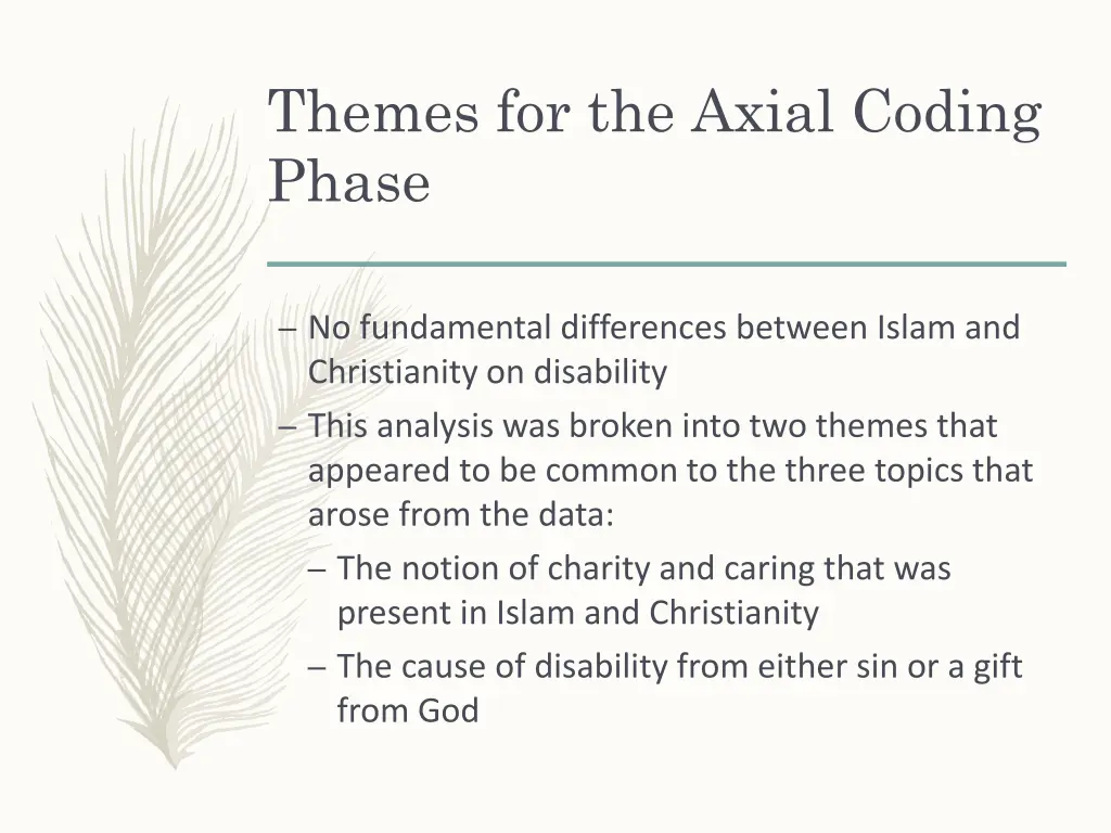 themes for the axial coding phase
