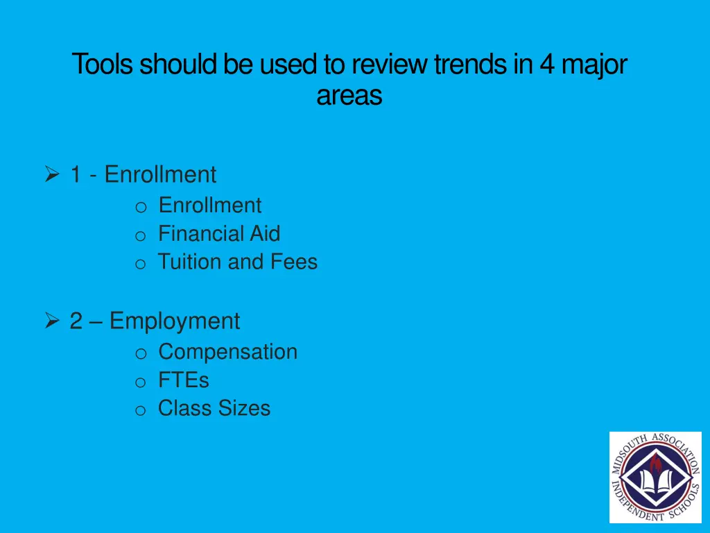 tools should be used to review trends in 4 major