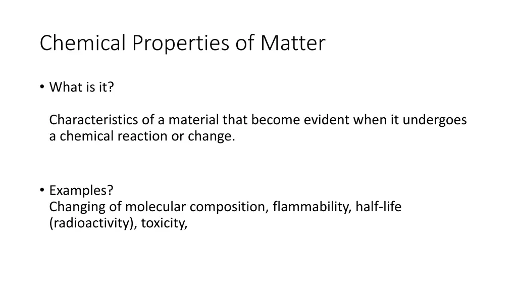 chemical properties of matter
