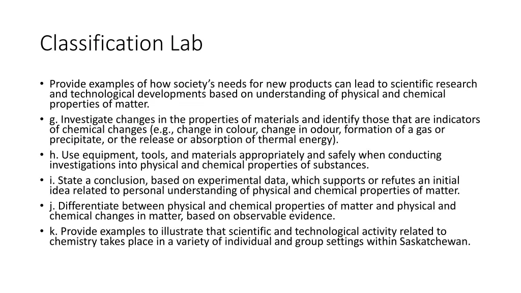classification lab