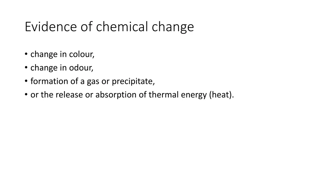 evidence of chemical change 1