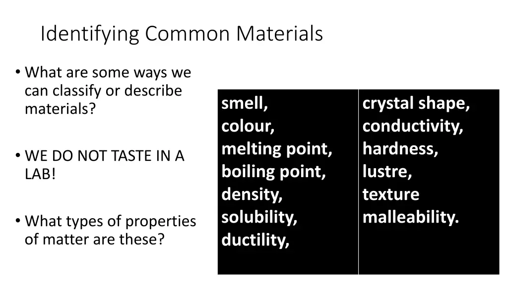 identifying common materials