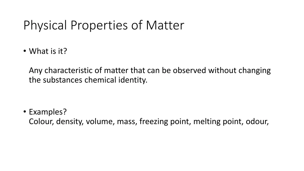 physical properties of matter