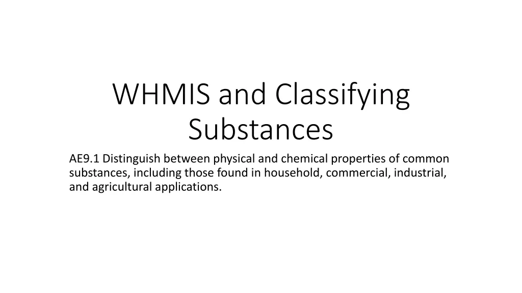 whmis and classifying substances