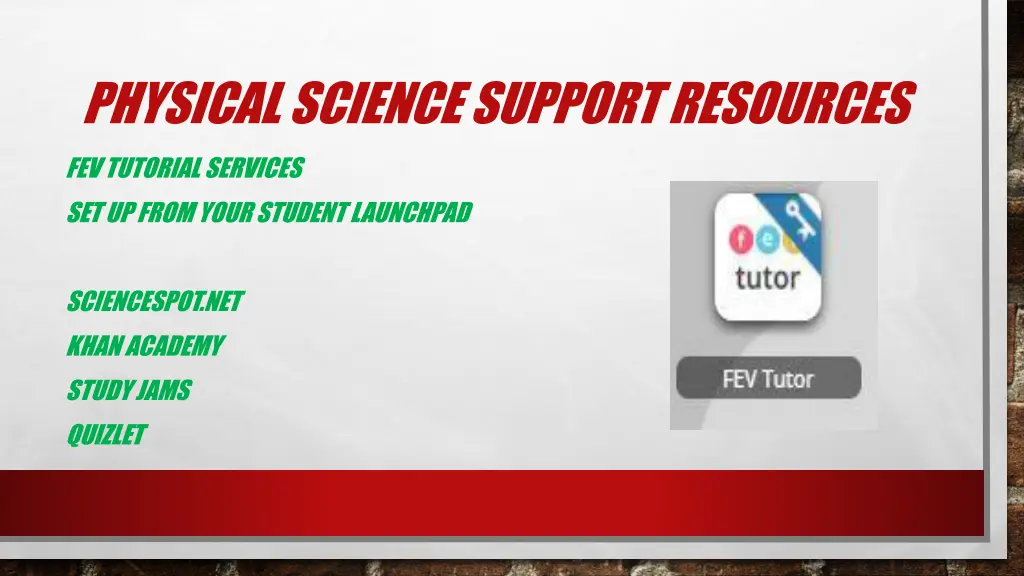 physical science support resources