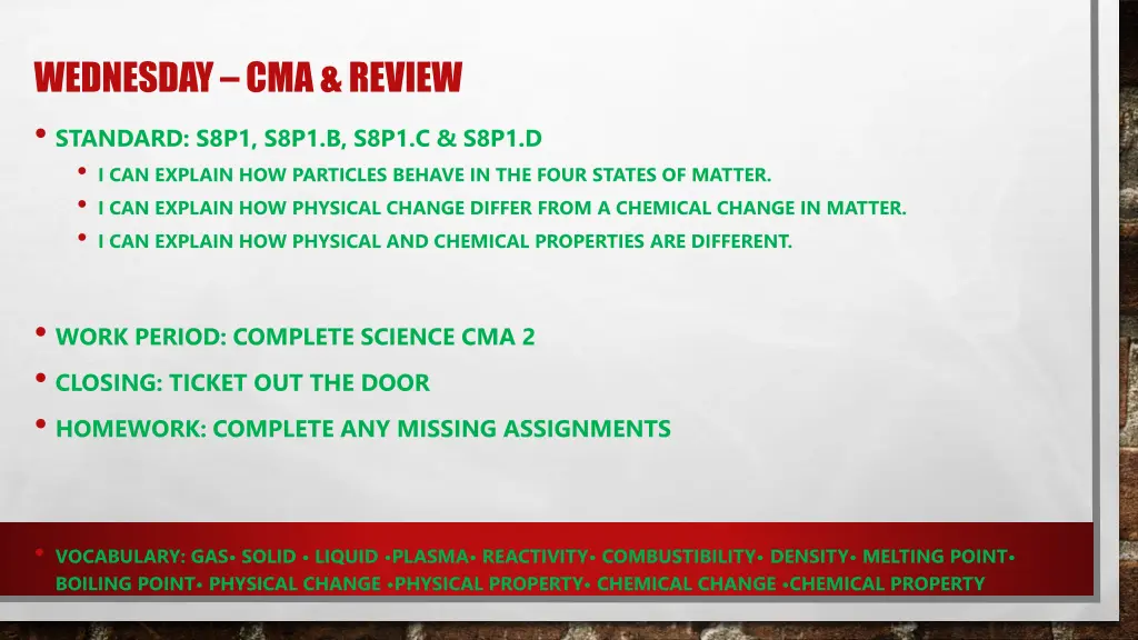 wednesday cma review standard s8p1 s8p1 b s8p1