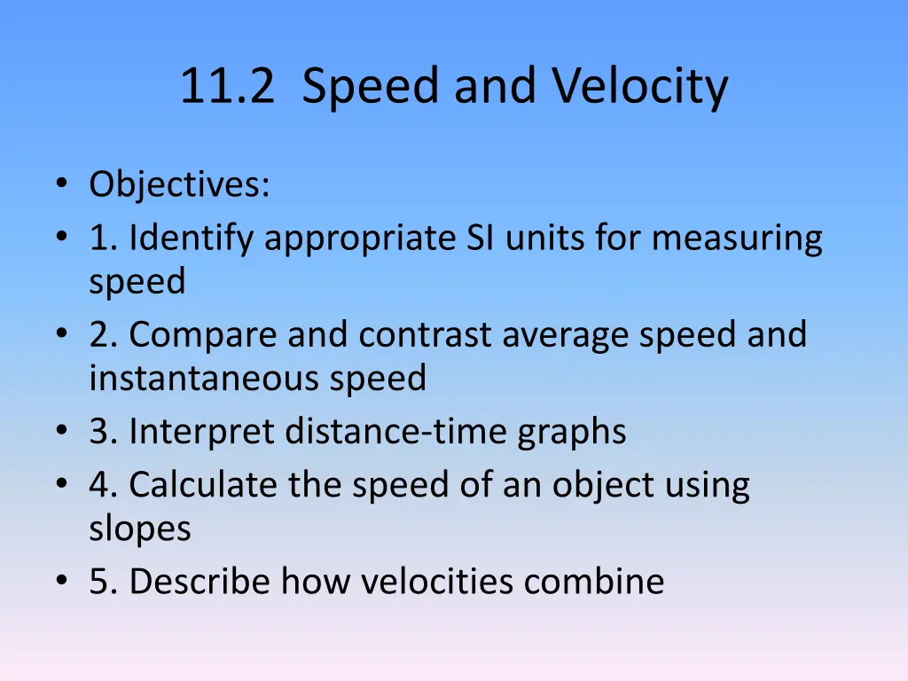 11 2 speed and velocity