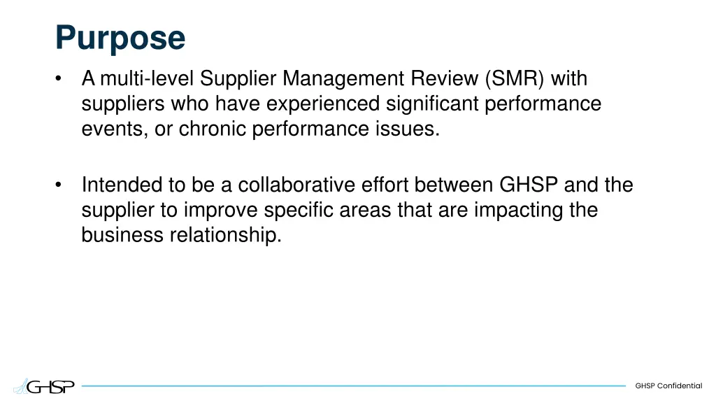 purpose a multi level supplier management review