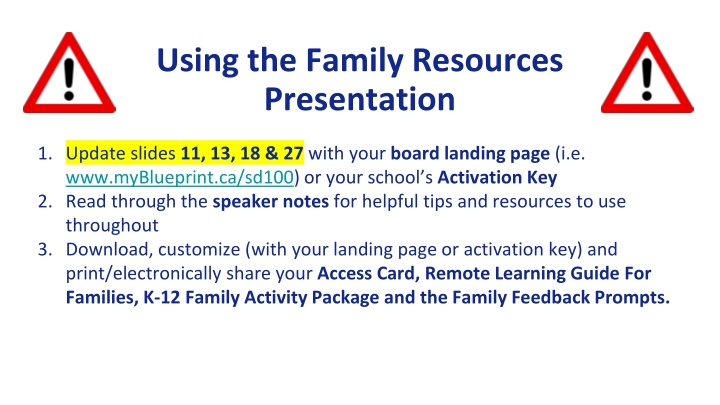 using the family resources presentation