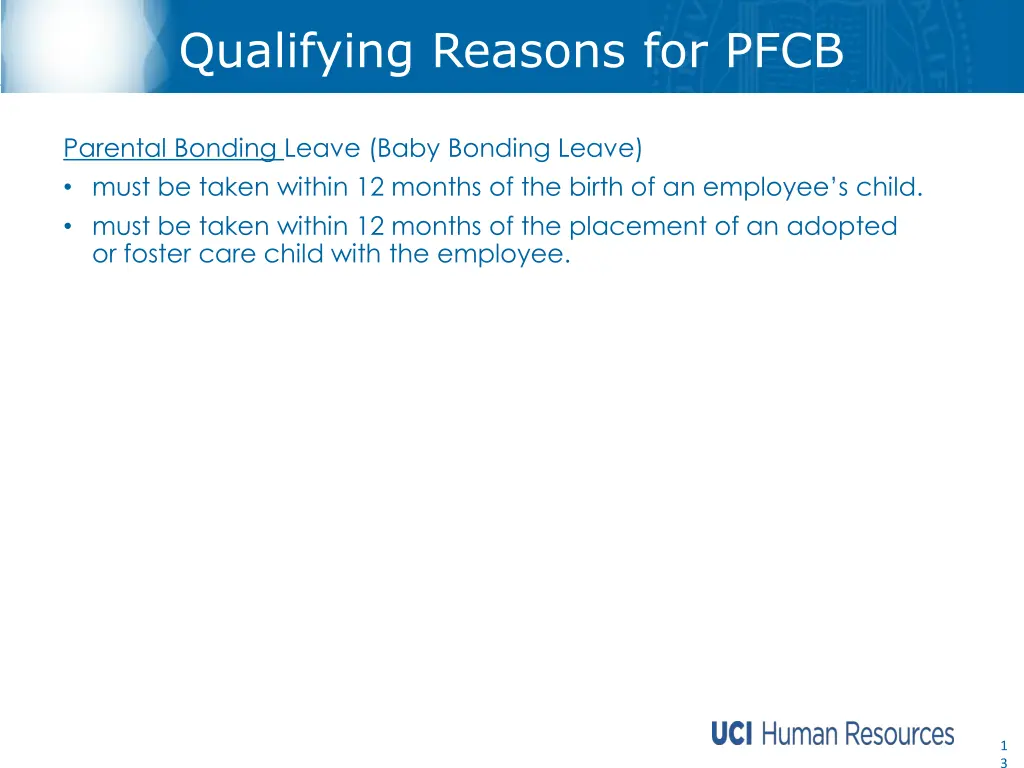qualifying reasons for pfcb 1