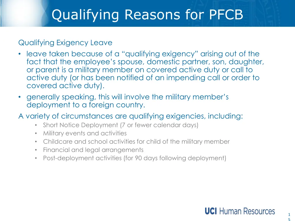 qualifying reasons for pfcb 3