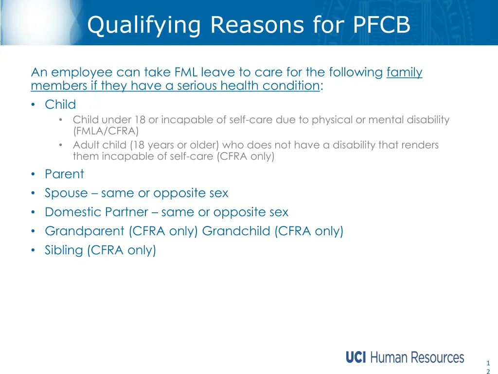 qualifying reasons for pfcb