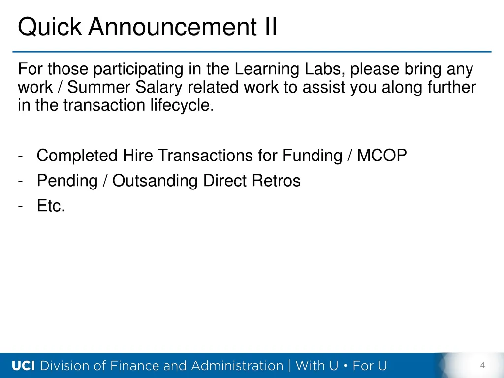 quick announcement ii