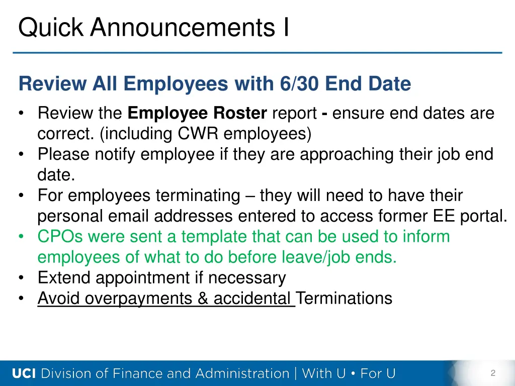 quick announcements i