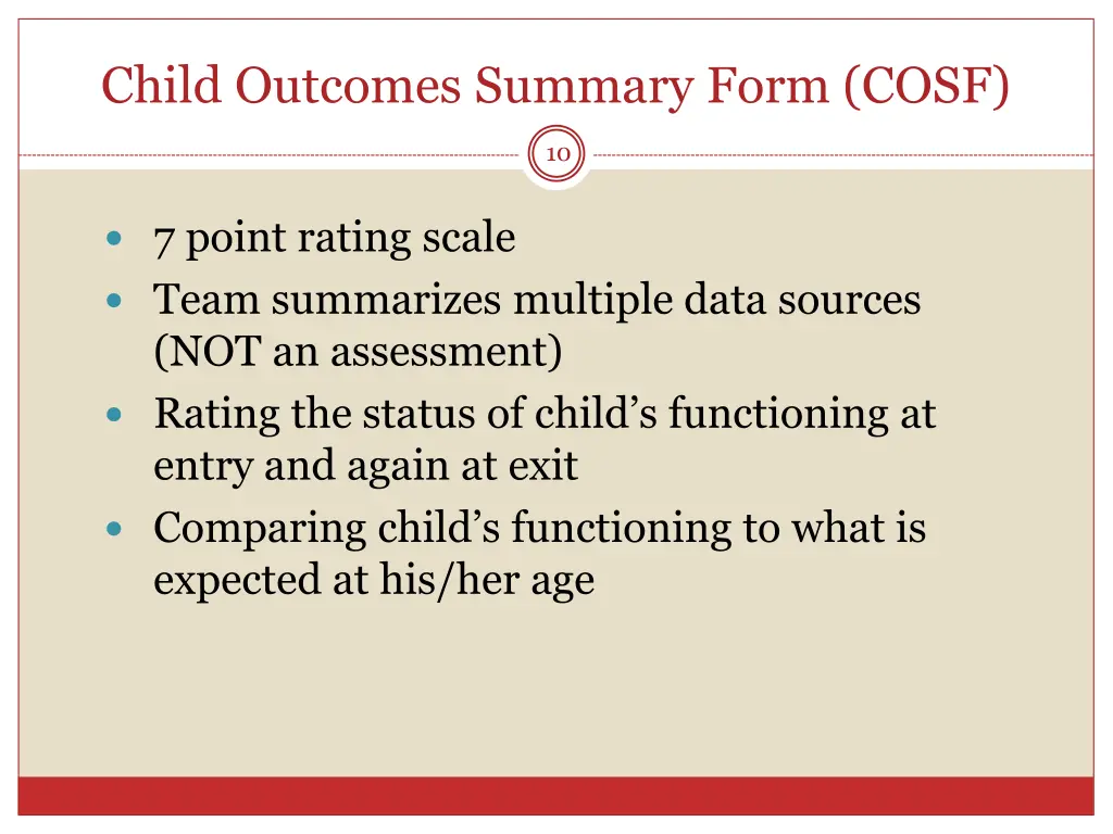 child outcomes summary form cosf