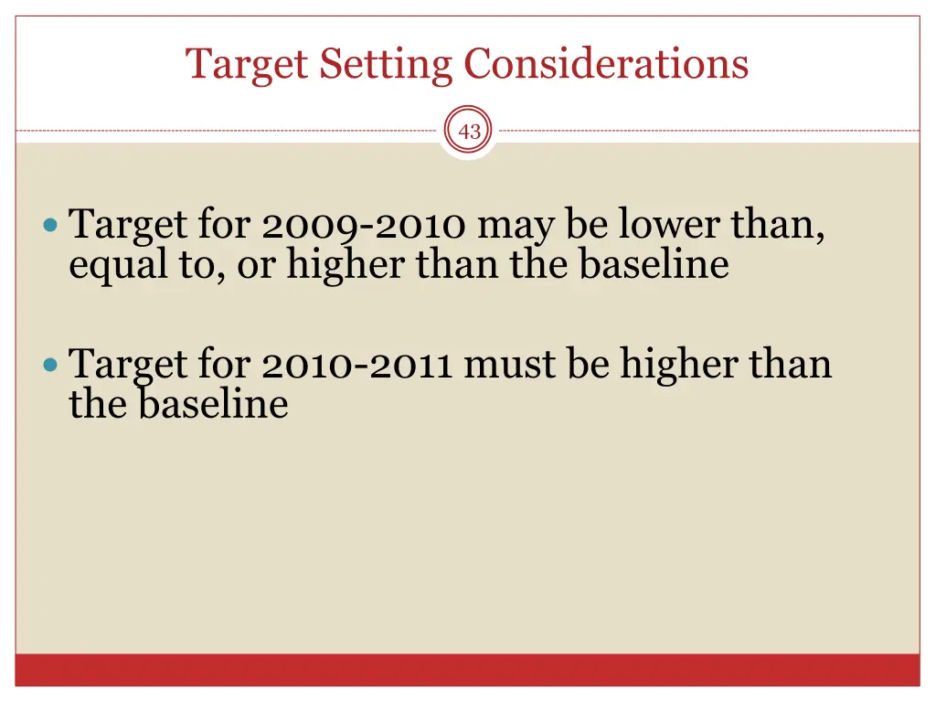 target setting considerations