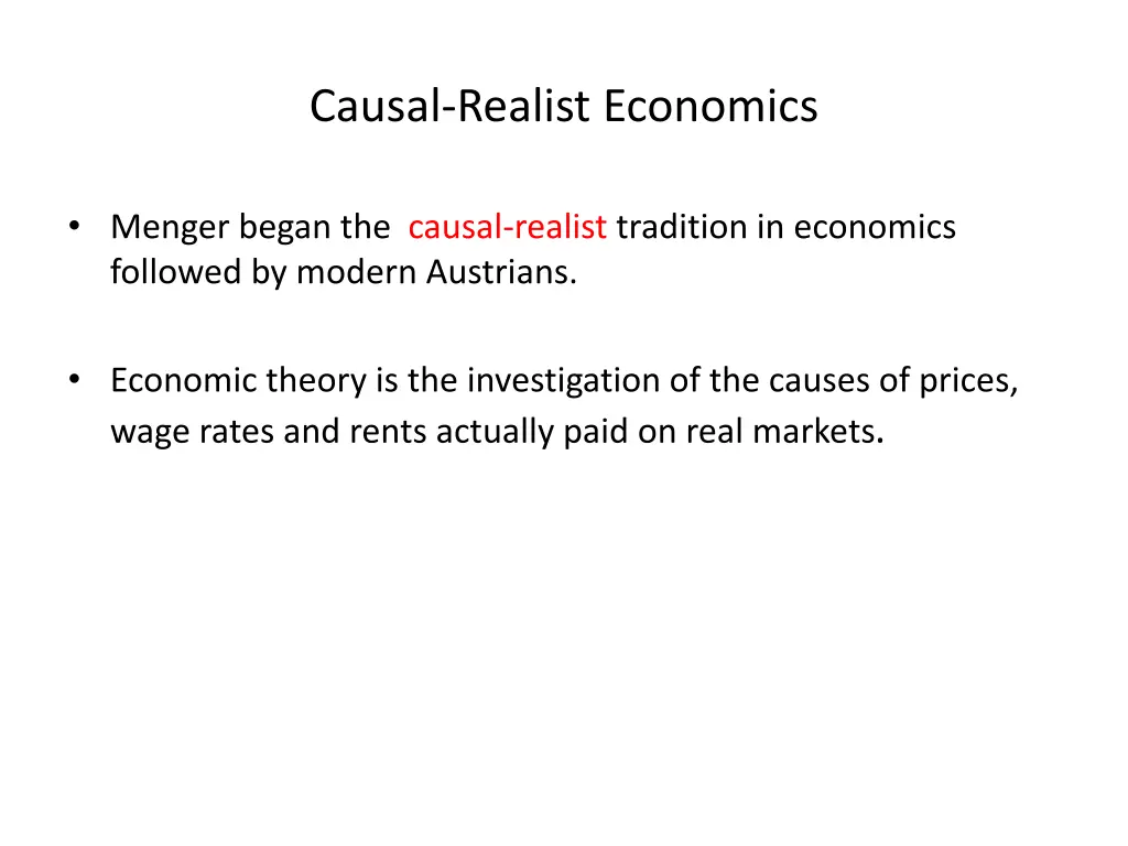 causal realist economics