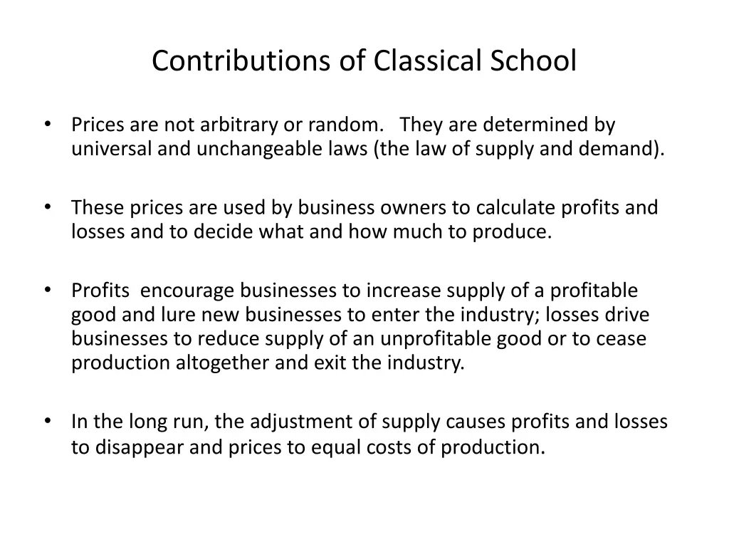 contributions of classical school