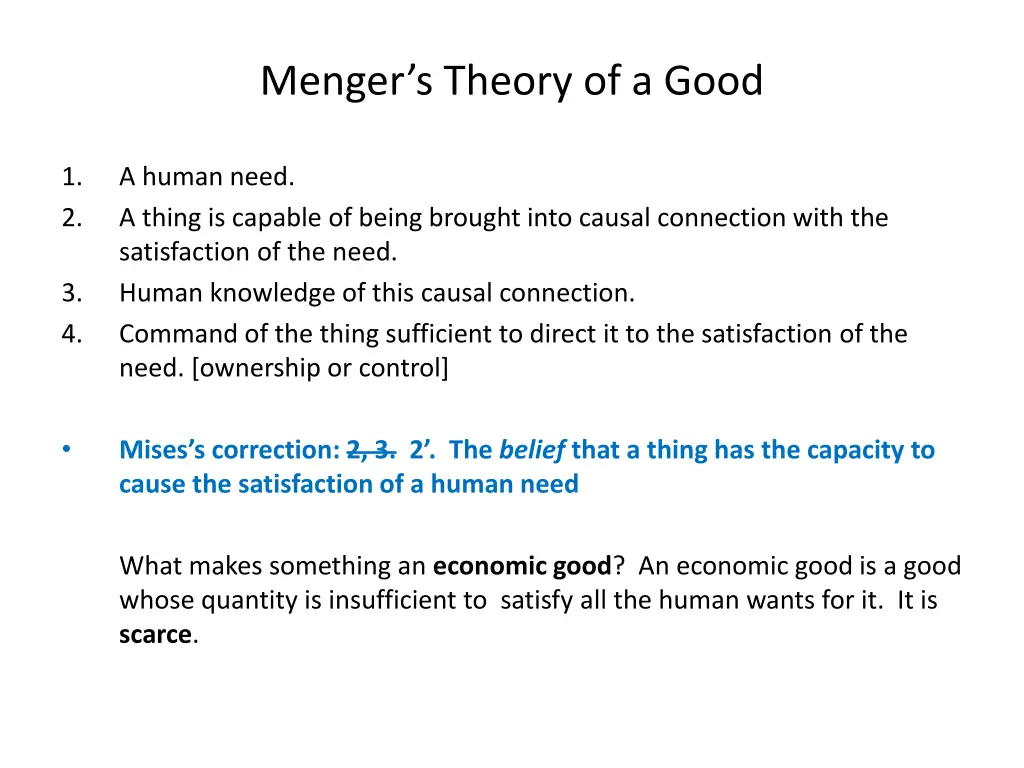 menger s theory of a good