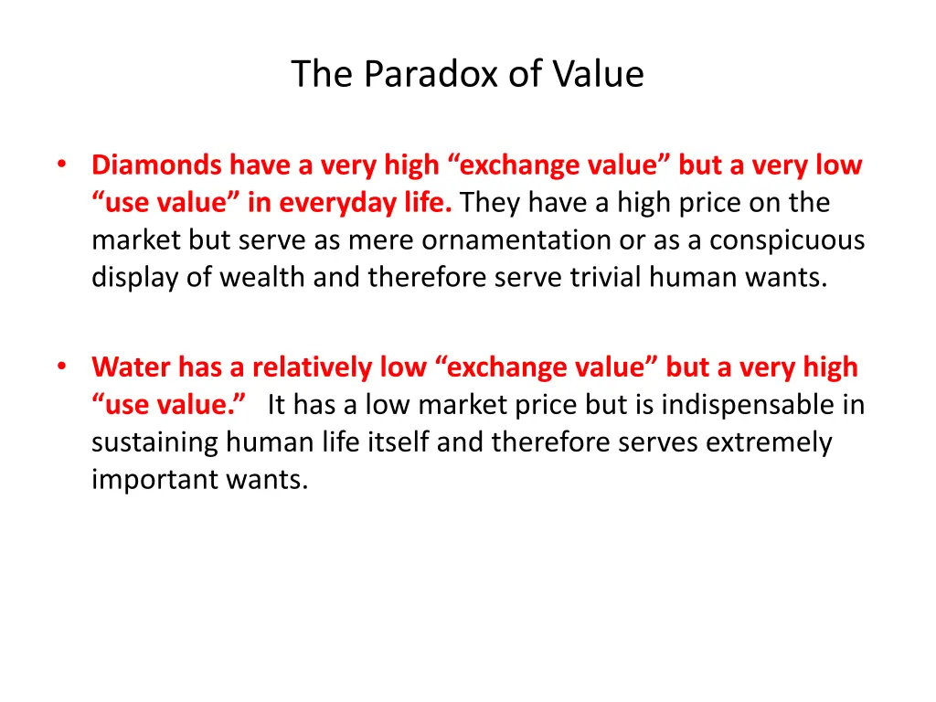 the paradox of value