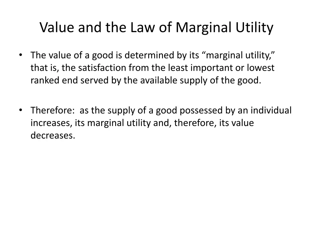 value and the law of marginal utility