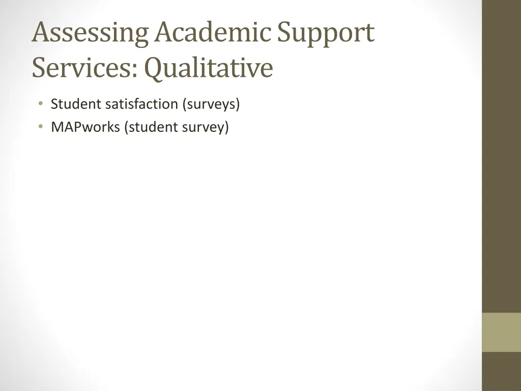 assessing academic support services qualitative