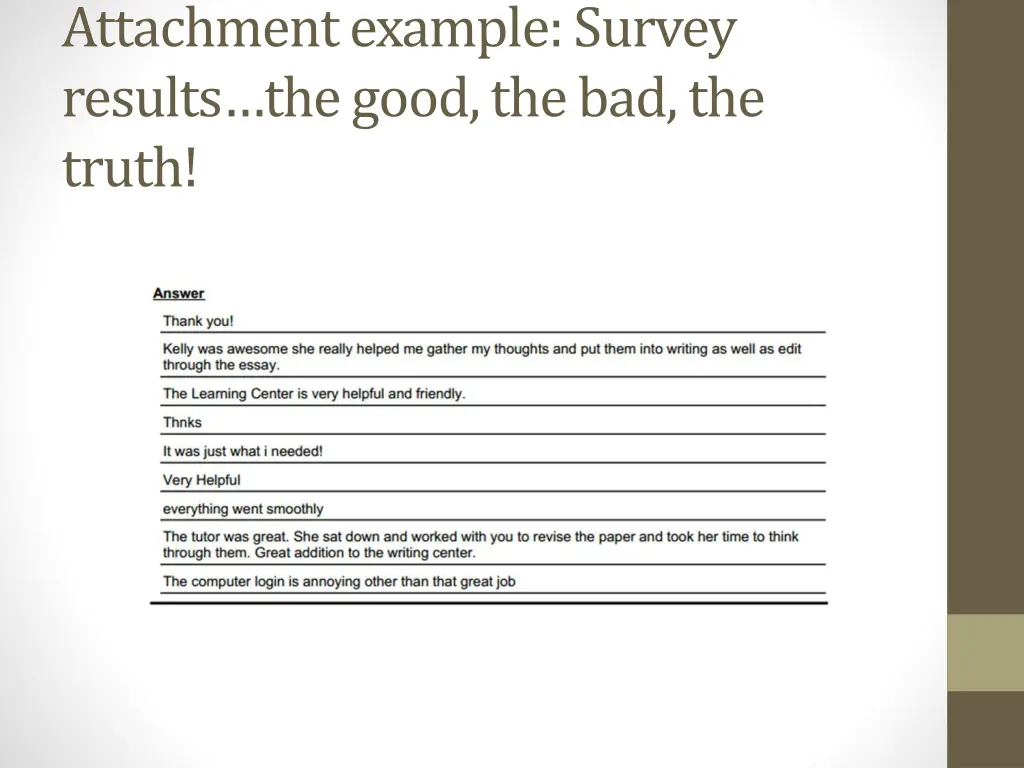 attachment example survey results the good