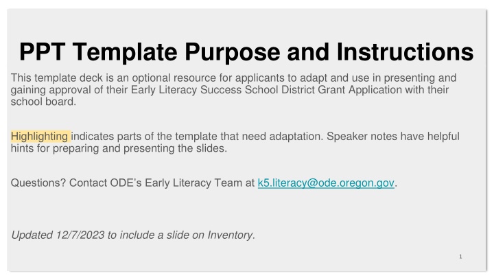 ppt template purpose and instructions this