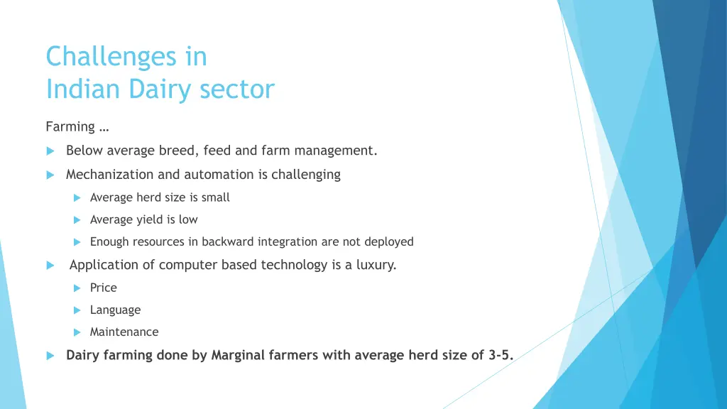 challenges in indian dairy sector