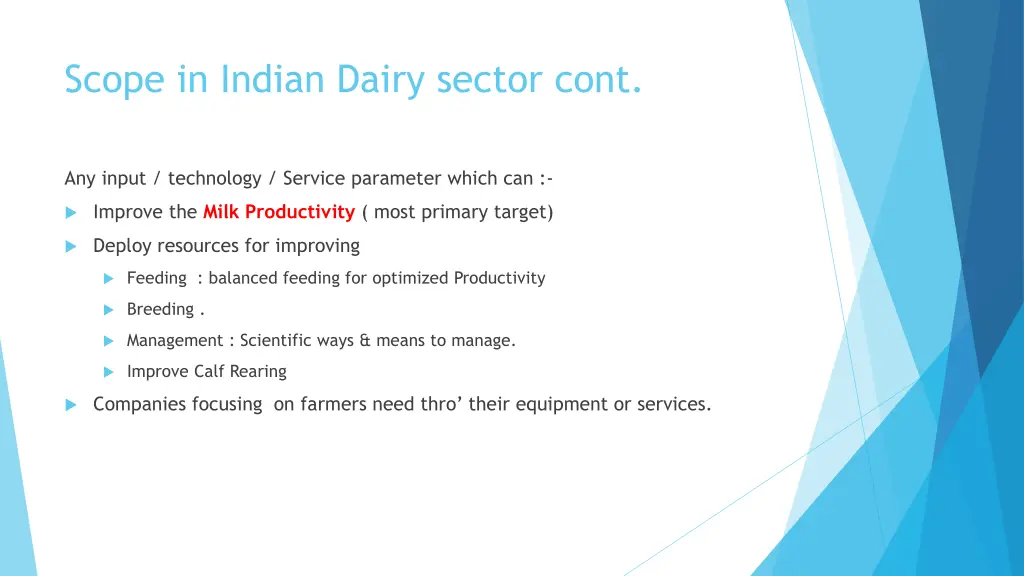 scope in indian dairy sector cont