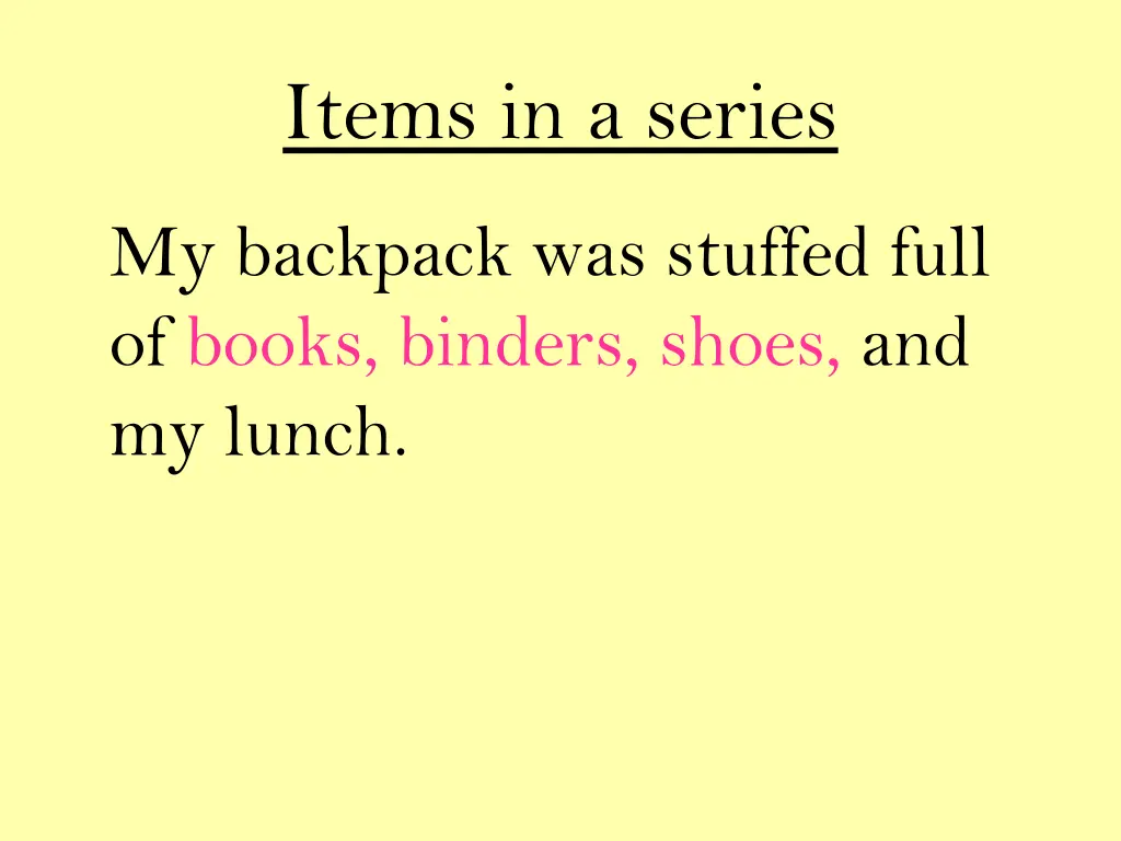 items in a series