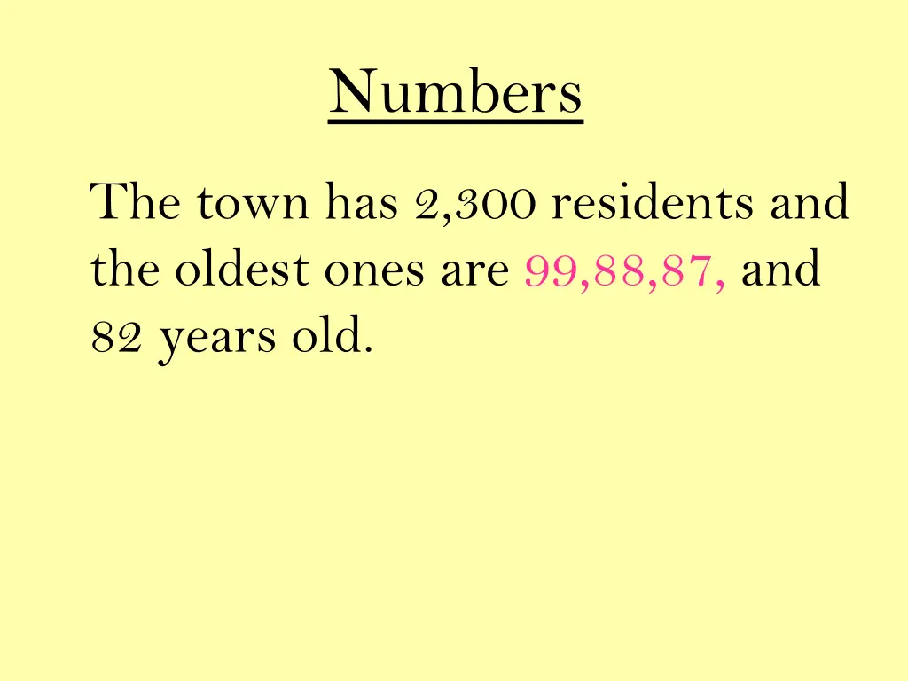numbers