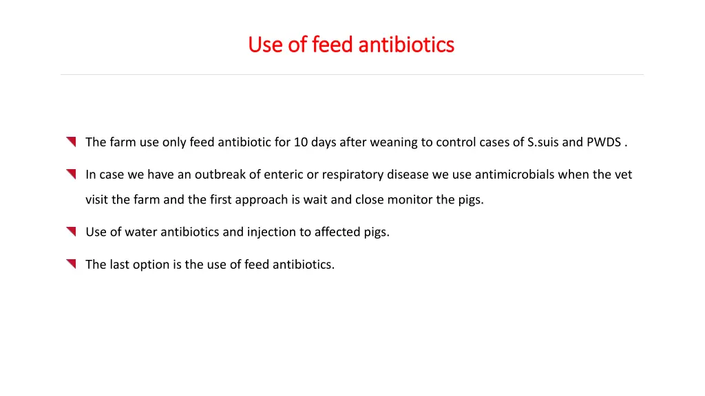 use of feed antibiotics use of feed antibiotics