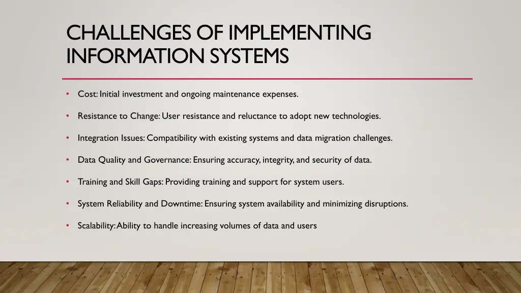 challenges of implementing information systems