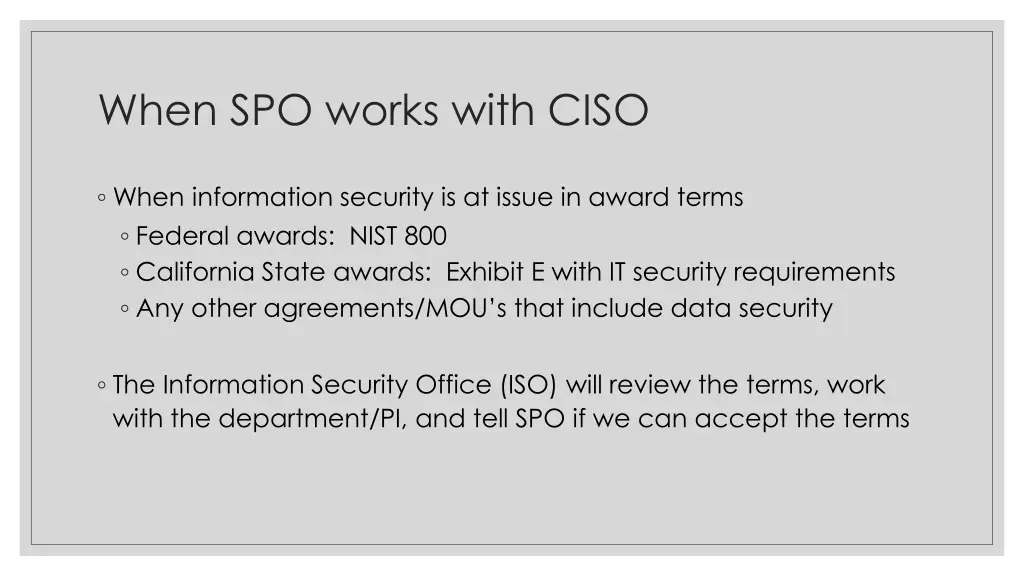 when spo works with ciso