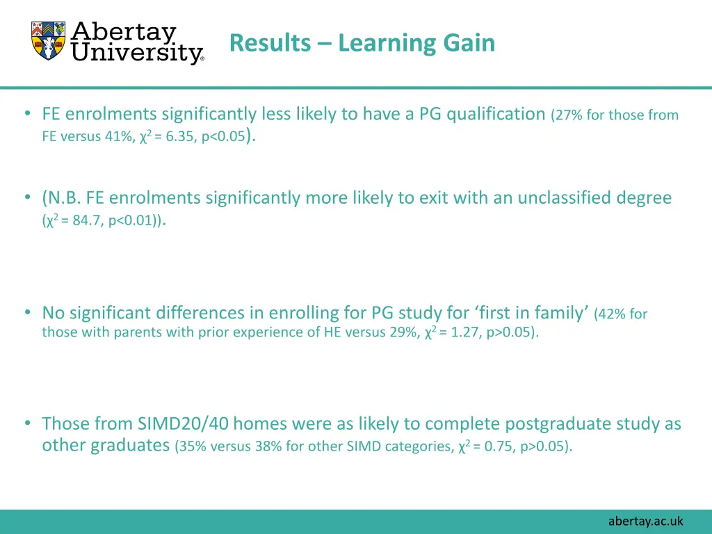 results learning gain