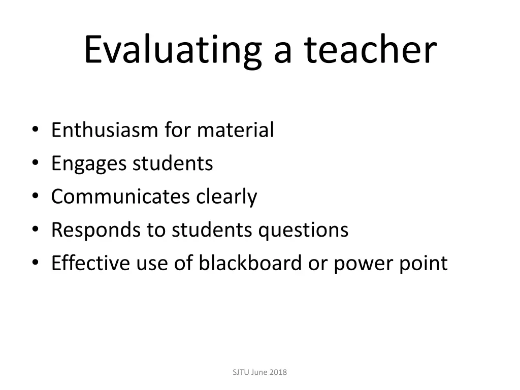 evaluating a teacher