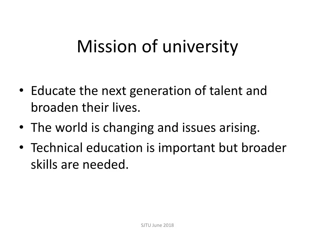 mission of university