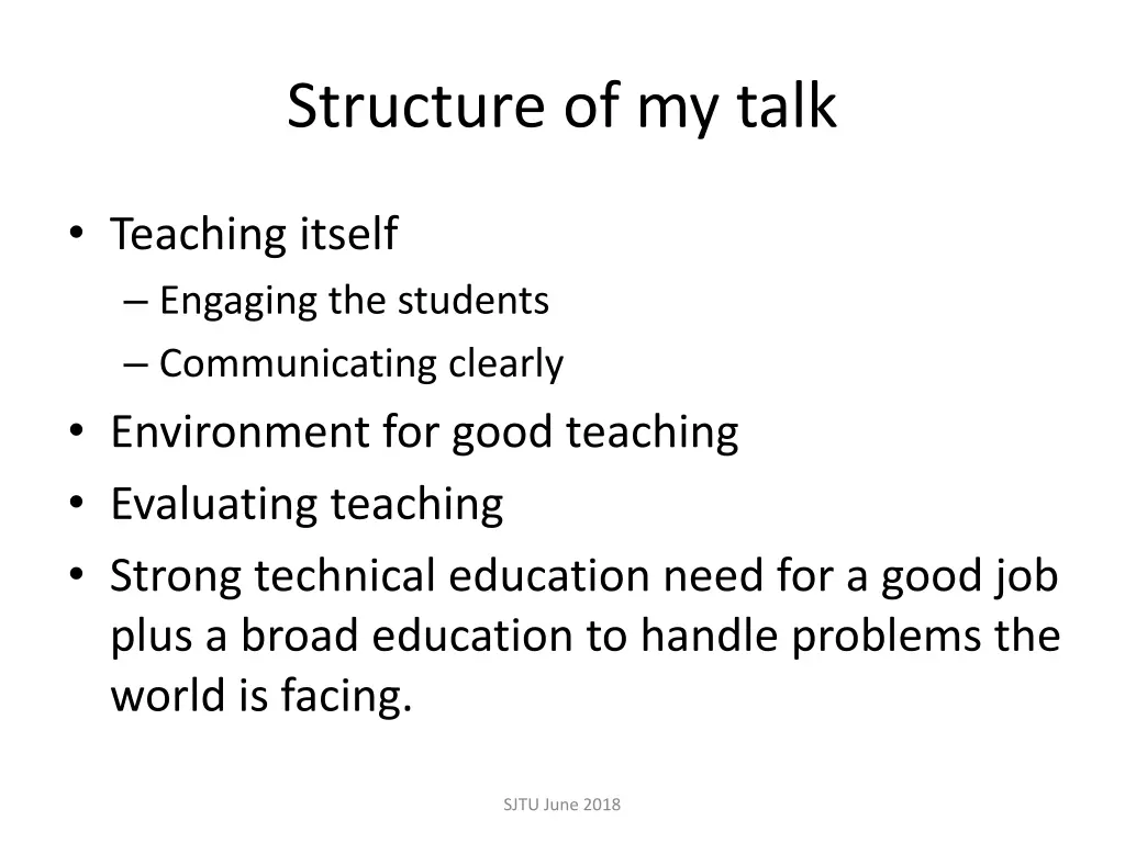structure of my talk