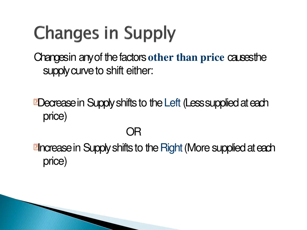 changes in any of the factors other than price 1