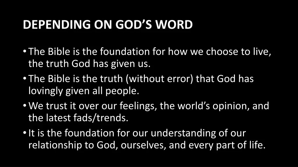 depending on god s word