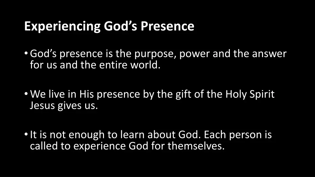 experiencing god s presence