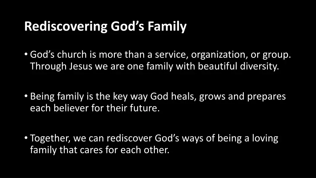 rediscovering god s family