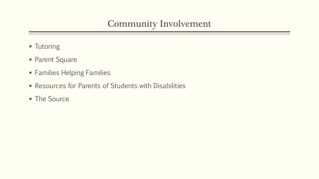 community involvement