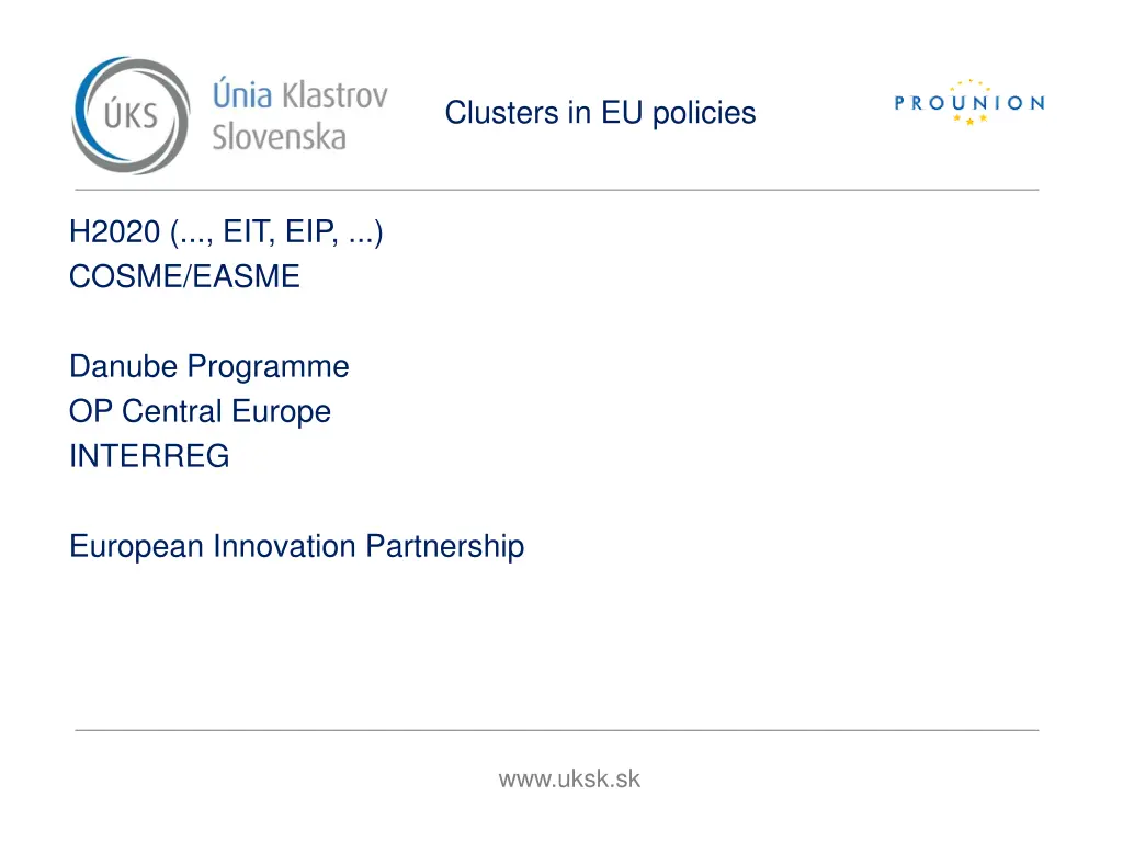 clusters in eu policies
