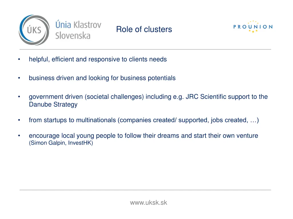 role of clusters